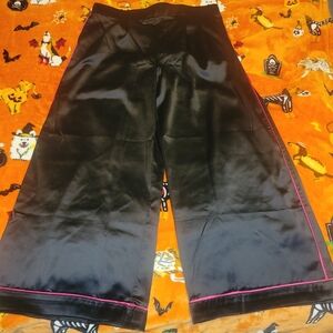 Torrid Wide Leg Streaky Satin High Rise Pant Black + Pink Elastic Waist Sz 1 New